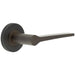 Elegant Solid Brass Door Handle with Knurled Rose Dark Bronze Finish Solid Brass Interior Handle