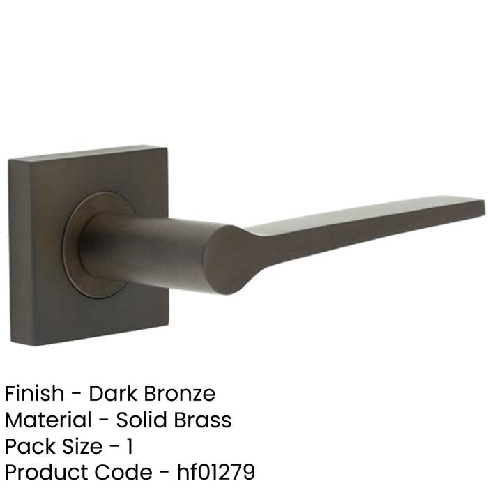 Elegant Dark Bronze Door Handle with Square Rose Solid Brass Interior Handle-1