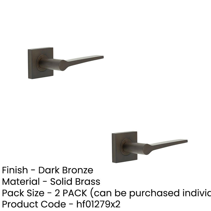 PACK Elegant Dark Bronze Door Handle with Square Rose Solid Brass Interior Handle (1)-1
