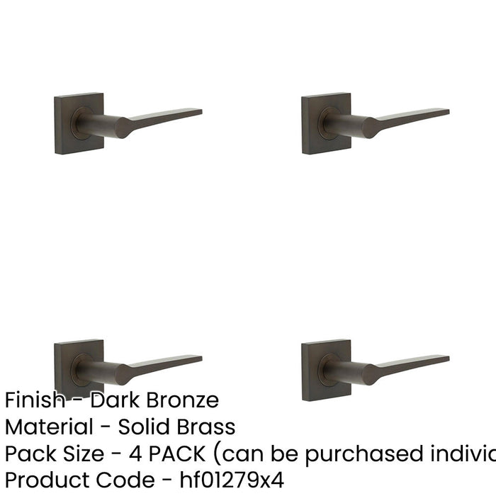 PACK Elegant Dark Bronze Door Handle with Square Rose Solid Brass Interior Handle-1