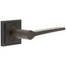 Elegant Dark Bronze Door Handle Square Stepped Rose Classic Modern Interiors Solid Brass Interior Handle