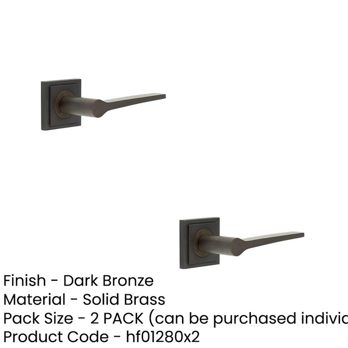 PACK Elegant Dark Bronze Door Handle Square Stepped Rose Classic Modern Interiors Solid Brass Interior Handle (1)-1