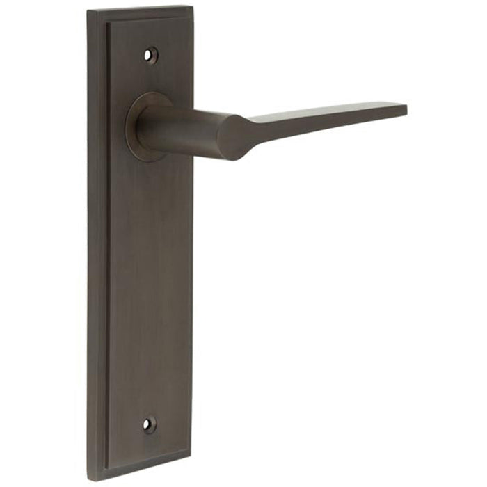 Elegant Dark Bronze Door Handle Latch Backplate Modern Homes Solid Brass Interior Handle (1)