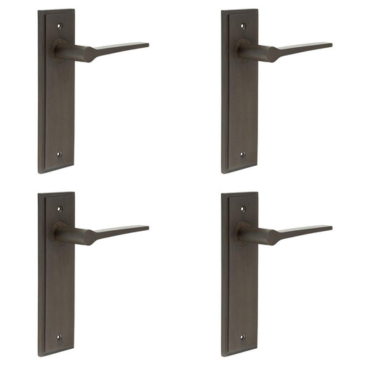 PACK Elegant Dark Bronze Door Handle Latch Backplate Modern Homes Solid Brass Interior Handle (1)