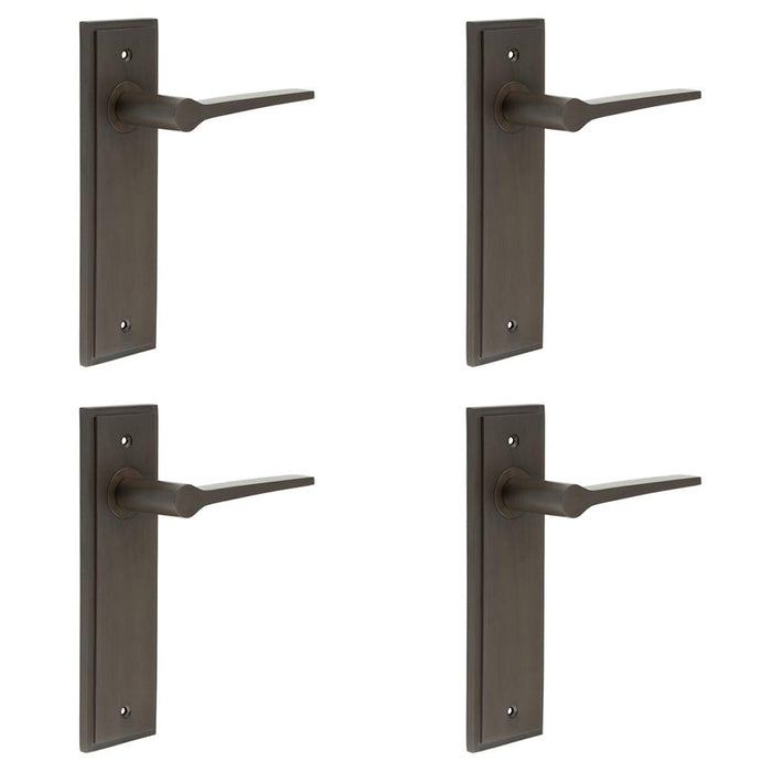 PACK Elegant Dark Bronze Door Handle Latch Backplate Modern Homes Solid Brass Interior Handle (1)