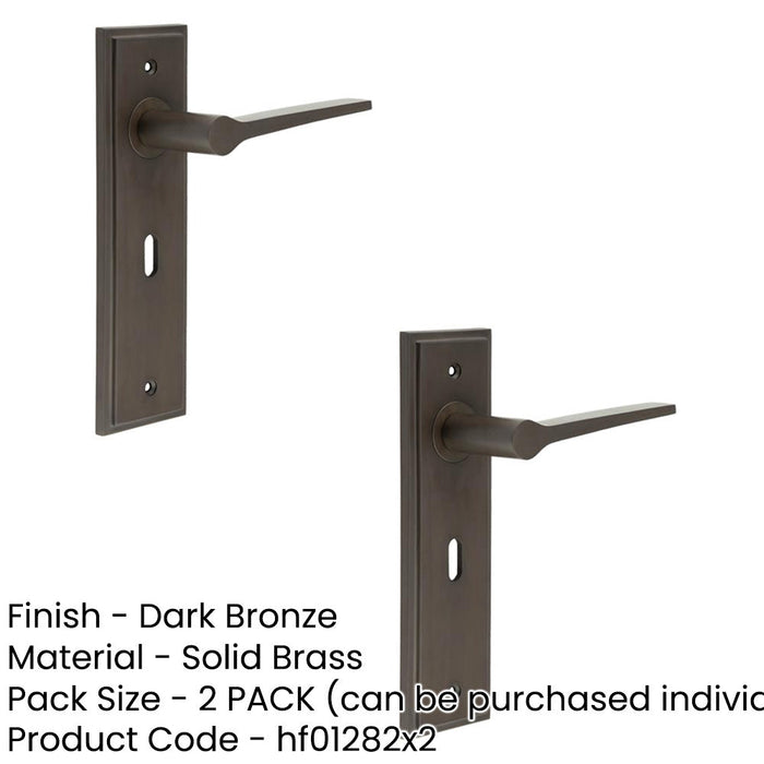 PACK Elegant Dark Bronze Door Handle Lock Backplate Modern Homes Solid Brass Interior Handle (1)-1