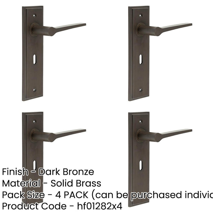 PACK Elegant Dark Bronze Door Handle Lock Backplate Modern Homes Solid Brass Interior Handle-1