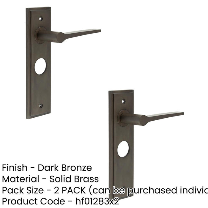 PACK Luxurious Dark Bronze Bathroom Door Handle with Backplate Solid Brass Interior Handle (4)-1