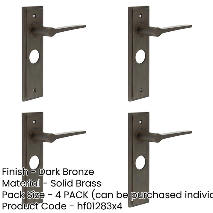 PACK Luxurious Dark Bronze Bathroom Door Handle with Backplate Solid Brass Interior Handle (1)-1