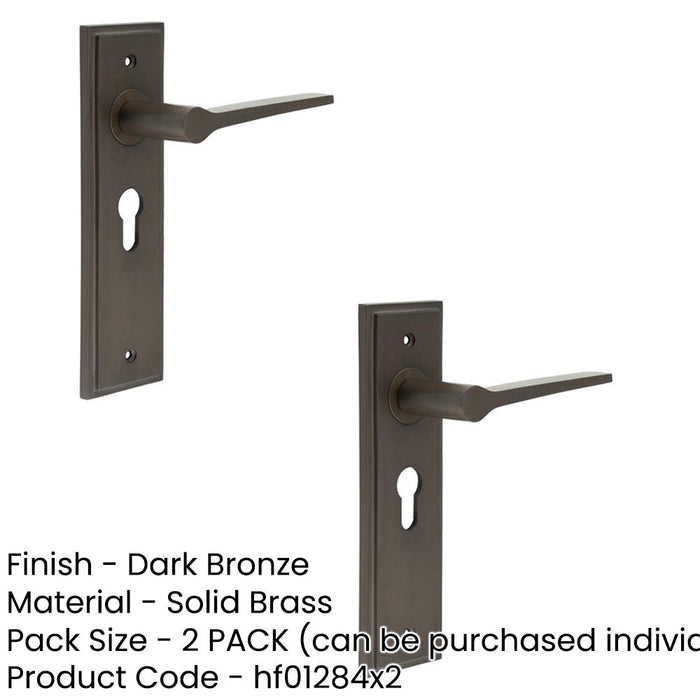 PACK Luxurious Dark Bronze Euro Backplate Door Handle Solid Brass Interior Handle (1)-1