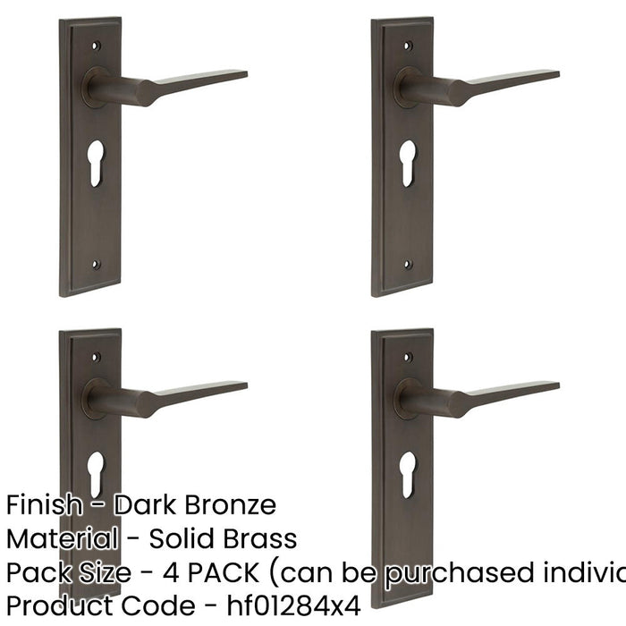 PACK Luxurious Dark Bronze Euro Backplate Door Handle Solid Brass Interior Handle-1