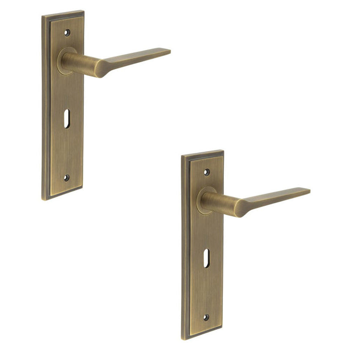 PACK Elegant Antique Brass Door Handle Lock Backplate Modern Homes Solid Brass Interior Handle (1)