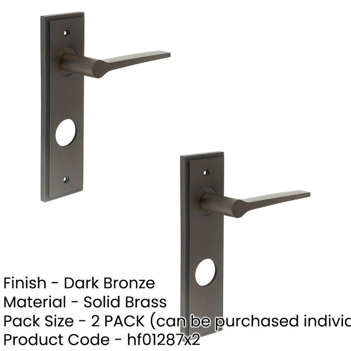 PACK Luxurious Dark Bronze Bathroom Door Handle with Backplate Solid Brass Interior Handle (5)-1