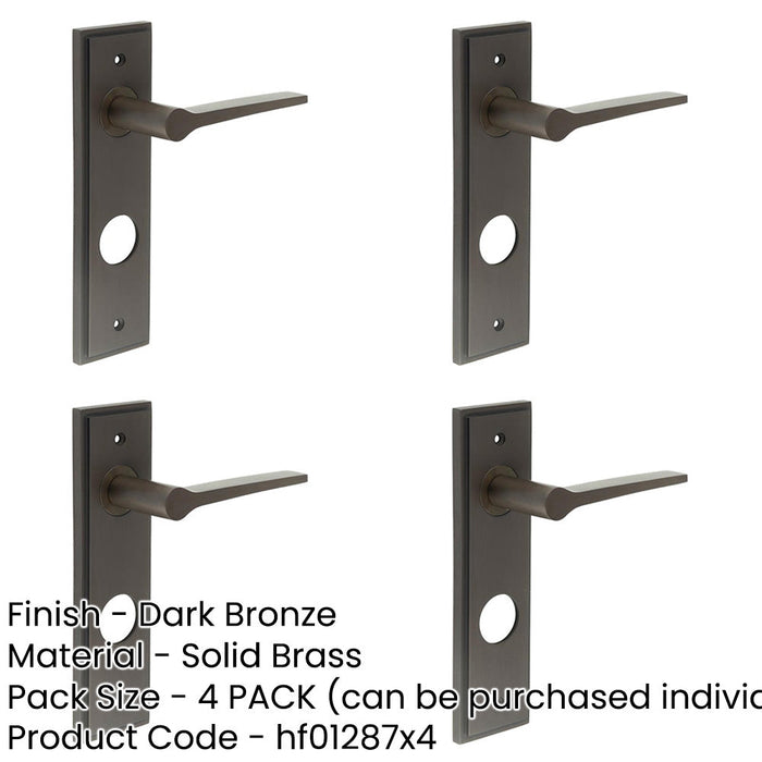 PACK Luxurious Dark Bronze Bathroom Door Handle with Backplate Solid Brass Interior Handle (2)-1