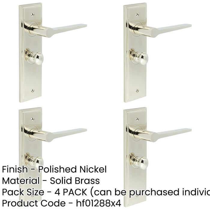 PACK Polished Nickel Bathroom Door Handle with Backplate Turn Release Solid Brass Interior Handle (5)-1