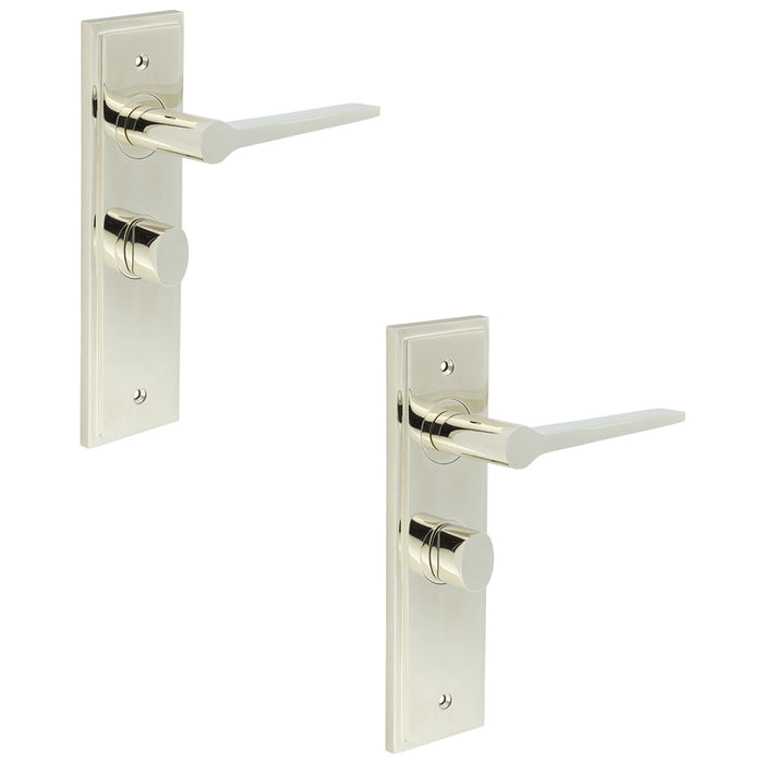 PACK Polished Nickel Bathroom Door Handle with Backplate Turn Release Solid Brass Interior Handle (24)