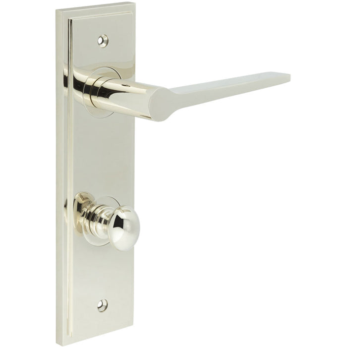 Polished Nickel Bathroom Door Handle with Backplate Turn Release Solid Brass Interior Handle (7)