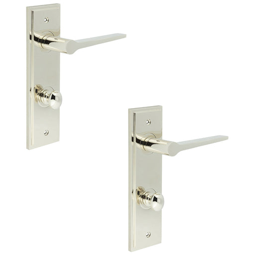 PACK Polished Nickel Bathroom Door Handle with Backplate Turn Release Solid Brass Interior Handle (25)