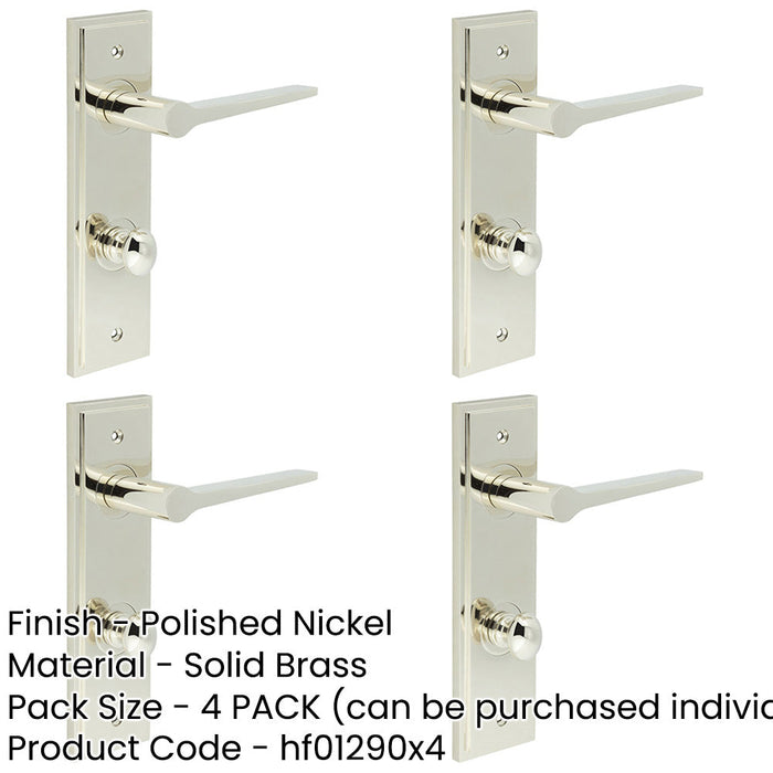 PACK Polished Nickel Bathroom Door Handle with Backplate Turn Release Solid Brass Interior Handle (7)-1