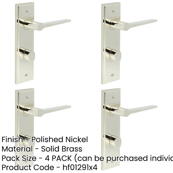 PACK Polished Nickel Bathroom Door Handle with Backplate Turn Release Solid Brass Interior Handle (8)-1