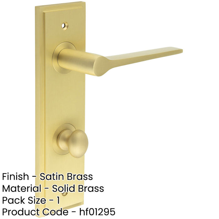 Satin Brass Door Handle with Backplate Turn Release Bathrooms Solid Brass Interior Handle (1)-1