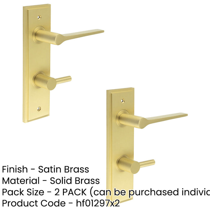 PACK Satin Brass Bathroom Door Handle with Backplate Turn Release Solid Brass Interior Handle (11)-1