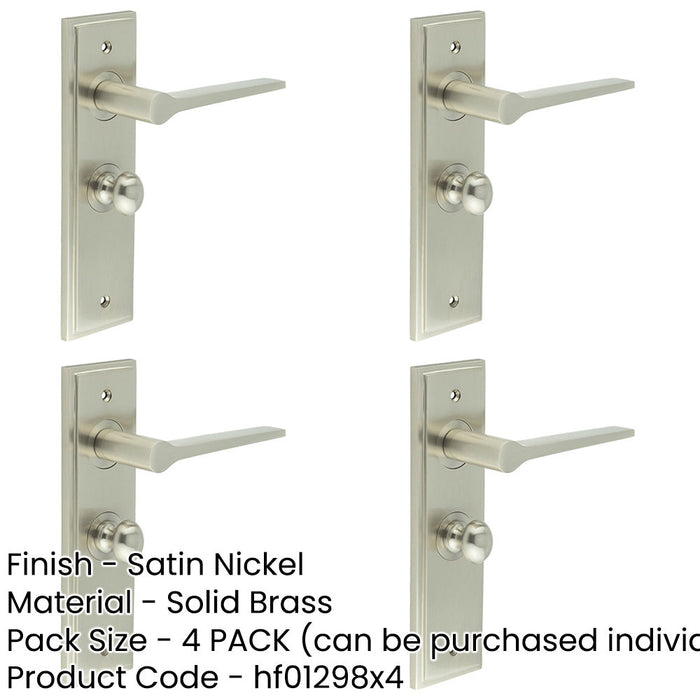 PACK Satin Nickel Bathroom Door Handle with Backplate Turn Release Mechanism Solid Brass Interior Handle (1)-1