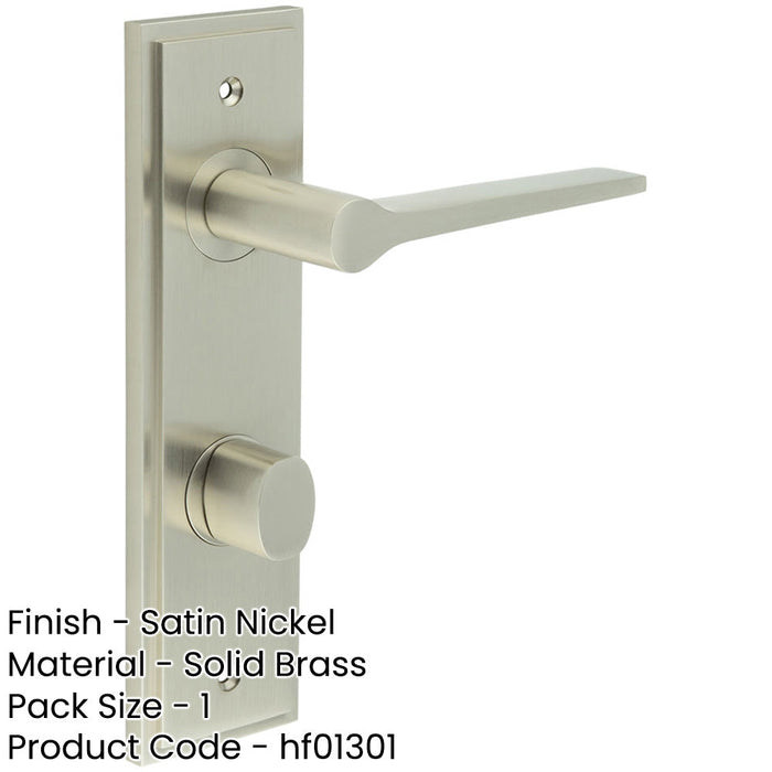 Satin Nickel Bathroom Door Handle with Backplate Classic Design Modern Functionality Solid Brass Interior Handle-1