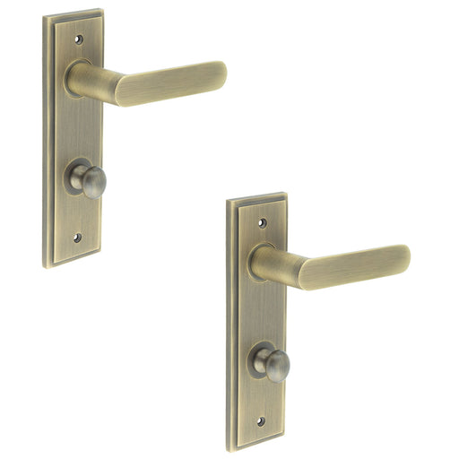 PACK Antique Brass Bathroom Door Handle with Turn Release Mechanism Solid Brass Interior Handle (5)