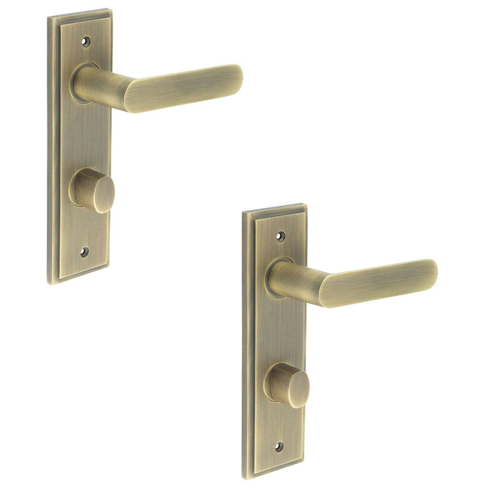 PACK Antique Brass Door Handle with Bathroom Backplate Turn Release Elegant Interiors Solid Brass Interior Handle (1)