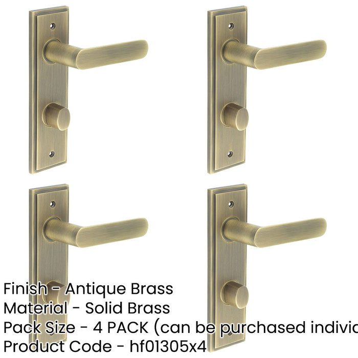 PACK Antique Brass Door Handle with Bathroom Backplate Turn Release Elegant Interiors Solid Brass Interior Handle-1