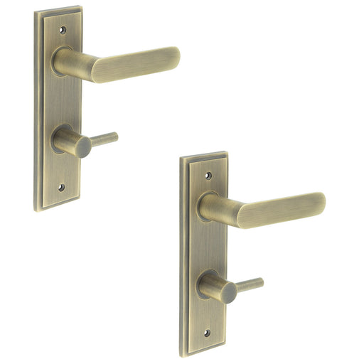 PACK Antique Brass Door Handle with Backplate Bathrooms Solid Brass Interior Handle (5)