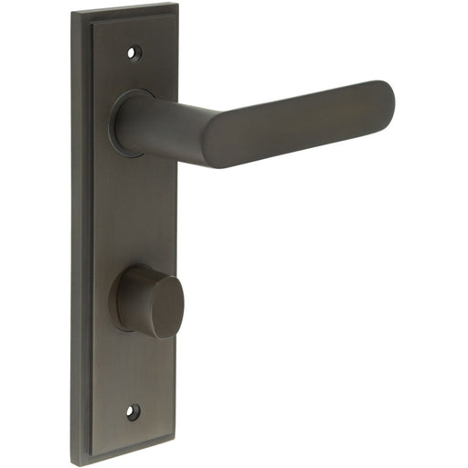 Elegant Dark Bronze Bathroom Door Handle with Backplate Turn Release Solid Brass Interior Handle (5)