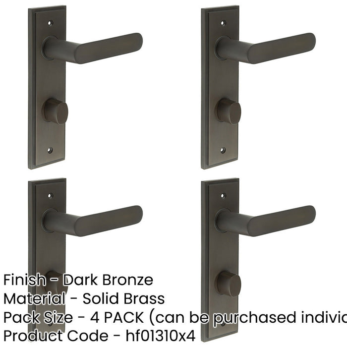 PACK Elegant Dark Bronze Bathroom Door Handle with Backplate Turn Release Solid Brass Interior Handle (5)-1