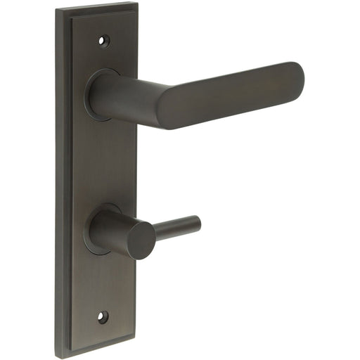 Elegant Dark Bronze Bathroom Door Handle with Turn Release Mechanism Solid Brass Interior Handle