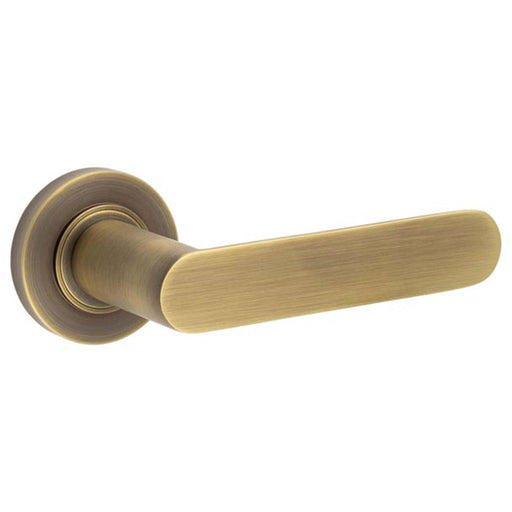 Antique Brass Plain Rose Door Handle Stylish Homes Solid Brass Interior Handle
