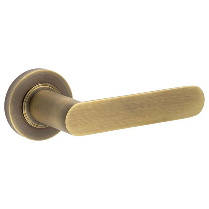 Antique Brass Plain Rose Door Handle Stylish Homes Solid Brass Interior Handle
