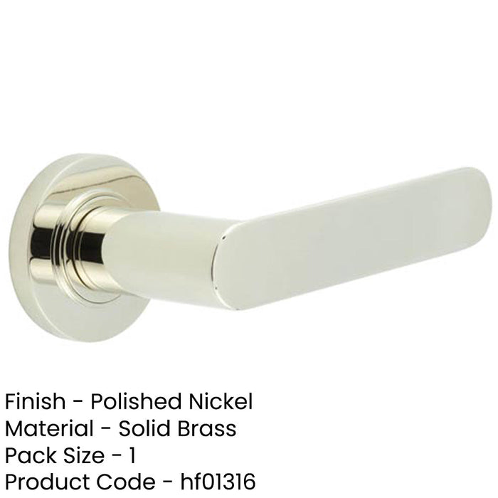 Polished Nickel Door Handle with Plain Rose Design Stylish Interiors Solid Brass Interior Handle-1