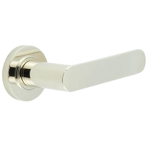Polished Nickel Door Handle with Plain Rose Design Stylish Interiors Solid Brass Interior Handle