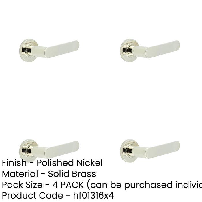 PACK Polished Nickel Door Handle with Plain Rose Design Stylish Interiors Solid Brass Interior Handle-1