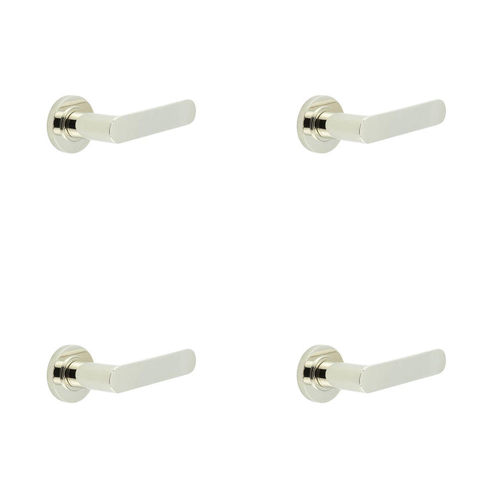 PACK Polished Nickel Door Handle with Plain Rose Design Stylish Interiors Solid Brass Interior Handle