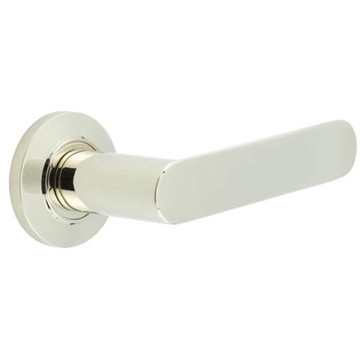 Premium Chamfered Rose Door Handle Polished Nickel Finish Solid Brass Interior Handle