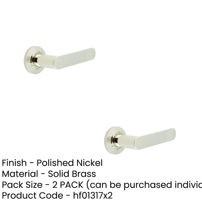 PACK Premium Chamfered Rose Door Handle Polished Nickel Finish Solid Brass Interior Handle (1)-1