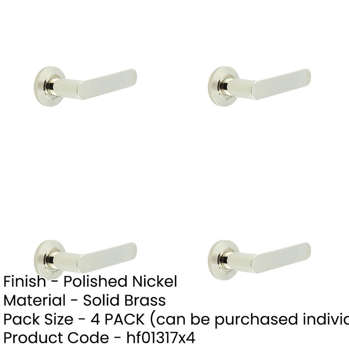PACK Premium Chamfered Rose Door Handle Polished Nickel Finish Solid Brass Interior Handle-1
