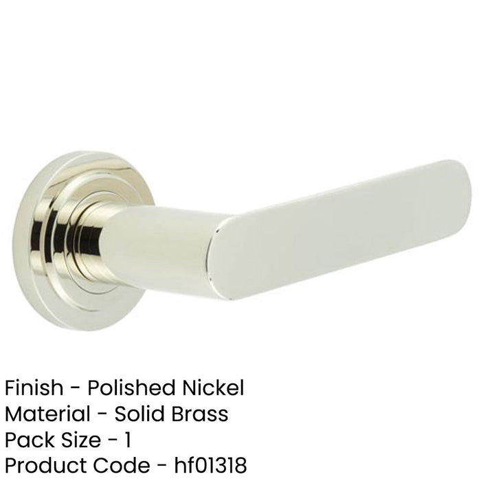 Stylish Polished Nickel Door Handle with Stepped Rose Design Solid Brass Interior Handle-1