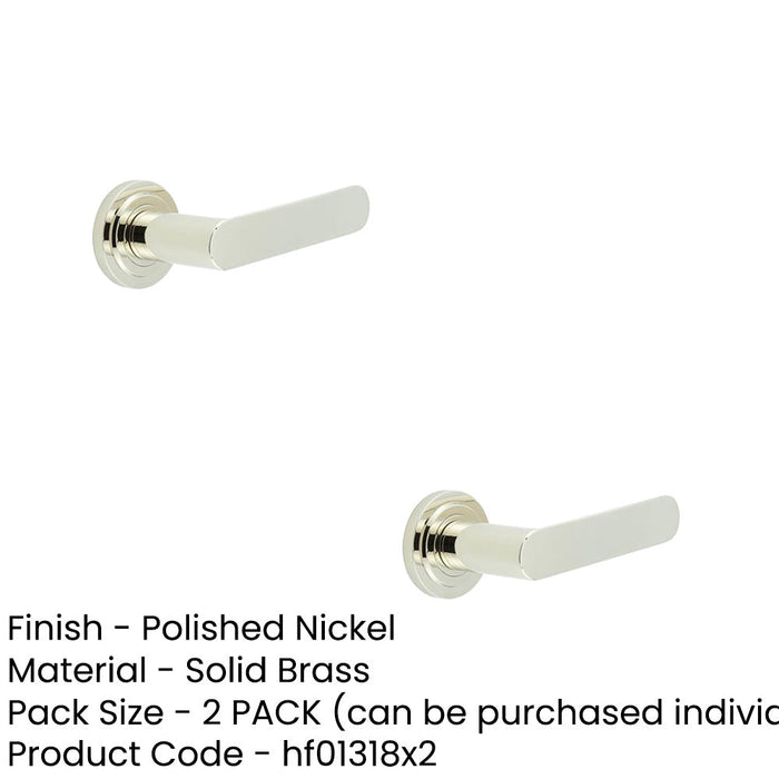 PACK Stylish Polished Nickel Door Handle with Stepped Rose Design Solid Brass Interior Handle (2)-1