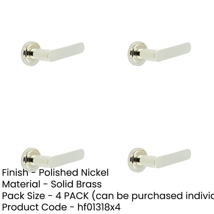 PACK Stylish Polished Nickel Door Handle with Stepped Rose Design Solid Brass Interior Handle-1