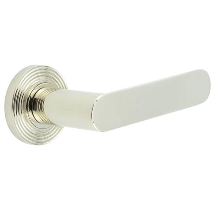 Reeded Rose Polished Nickel Door Handle Stylish Interiors Solid Brass Interior Handle