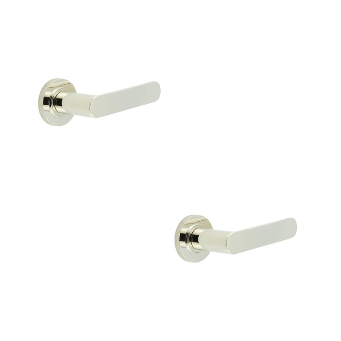 PACK Stylish Knurled Door Handle Polished Nickel Finish Solid Brass Interior Handle (1)