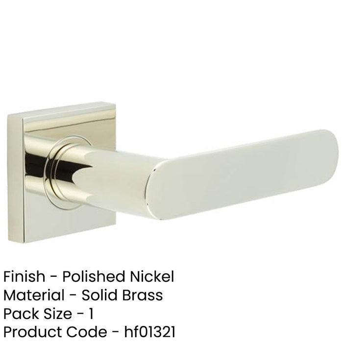 Stylish Polished Nickel Square Door Handle with Sprung Lever Solid Brass Interior Handle-1